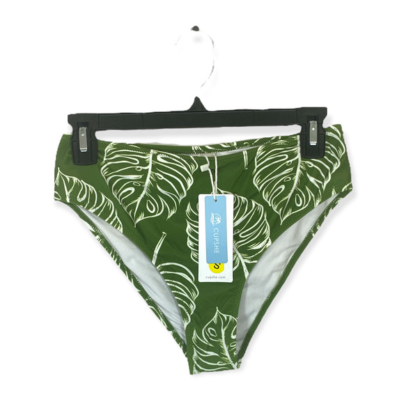 Cupshe Tropical Floral Swimsuit Bottoms NWT Women's Sz S Green Vacation Bikini - Picture 1 of 5